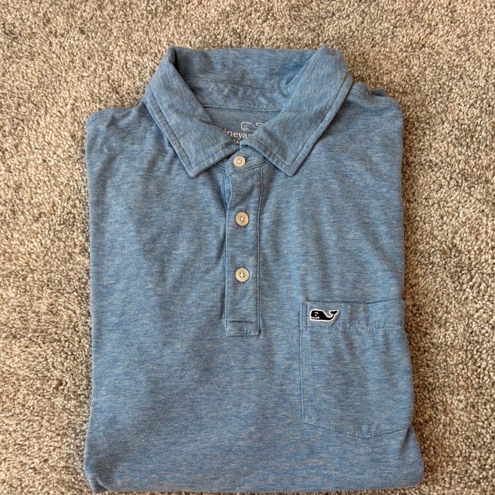 Vineyard Vines Heathered Blue Edgartown Polo